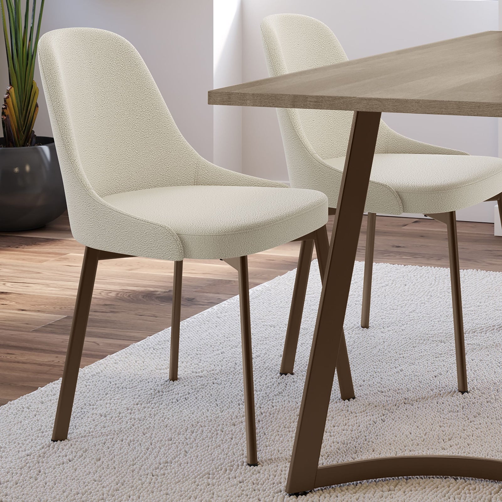 Harper Upholstered Dining Chair, Boucle Polyester Fabric & Bronze Metal Frame F1C2 - product image 5