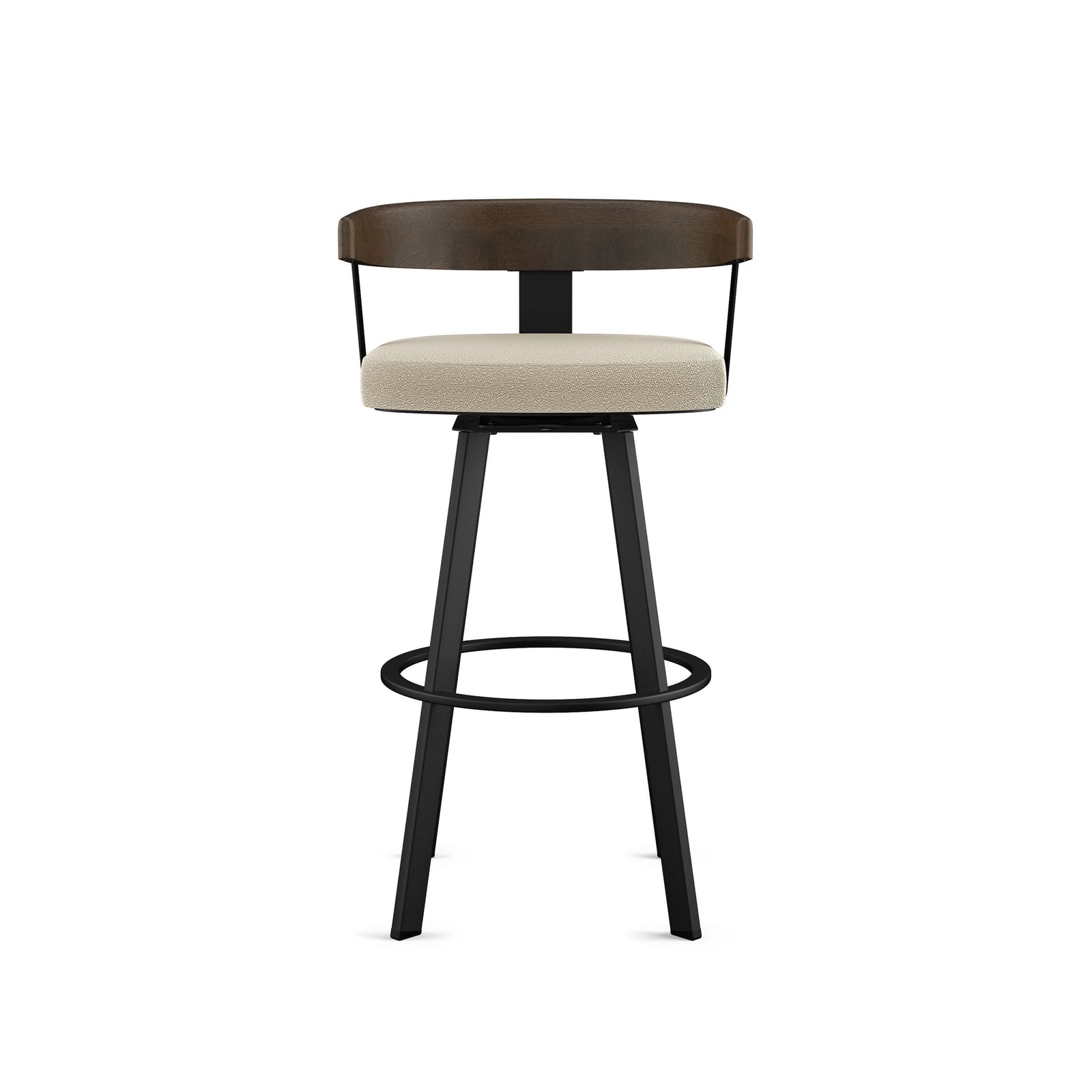 Lars Wood Swivel Counter Stool with Backrest, Black Frame, 26-in Y6D1 - product image 1