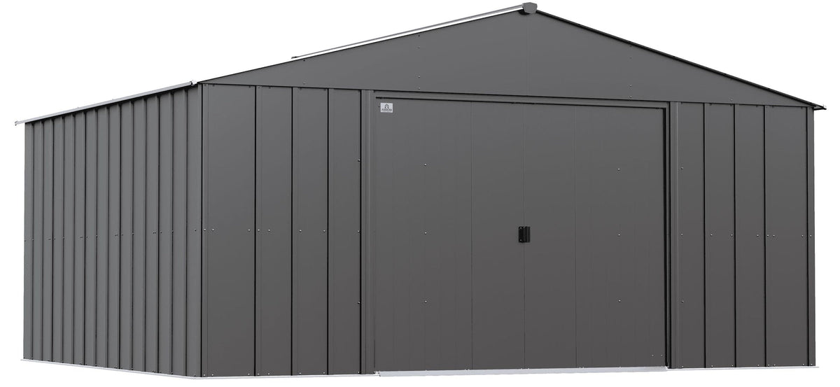 Classic 14x12-ft Charcoal Lockable Metal Shed J5R8 - product image 2