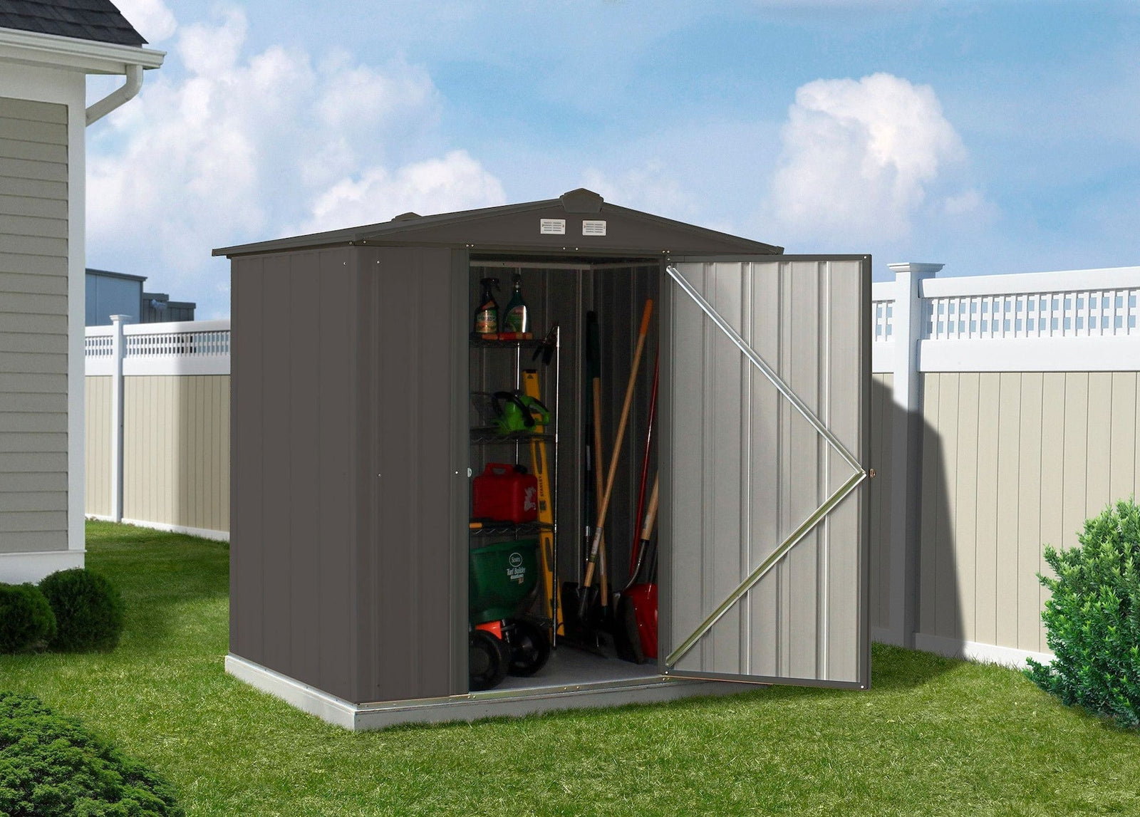 EZEE Galvanized Steel Storage Shed with Low Gable Roof, Charcoal, 6-ft x 5-ft U7Q4 - product image 7