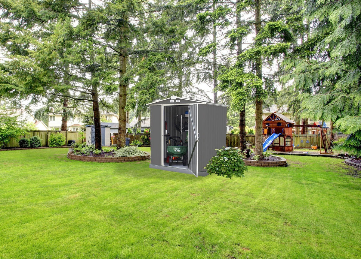 EZEE Galvanized Steel Storage Shed with Low Gable Roof, Charcoal/Cream, 6-ft x 5-ft K8U1 - product image 5