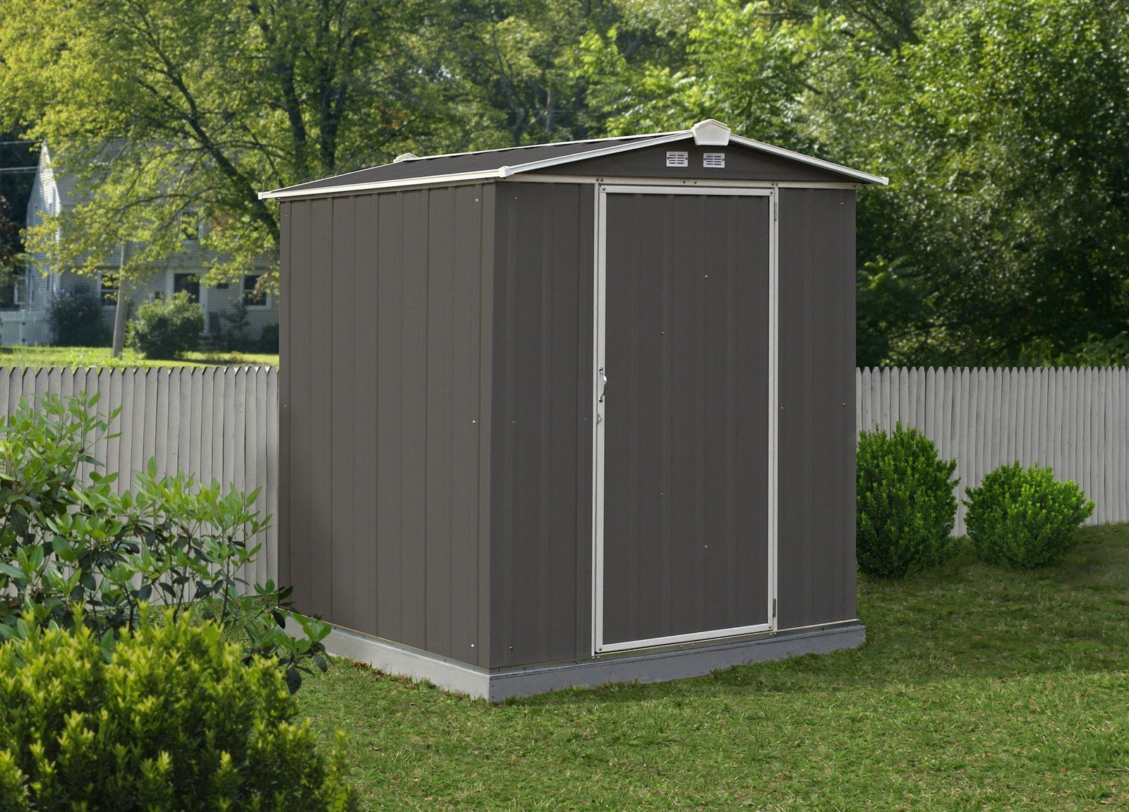 EZEE Galvanized Steel Storage Shed with Low Gable Roof, Charcoal/Cream, 6-ft x 5-ft K8U1 - product image 6