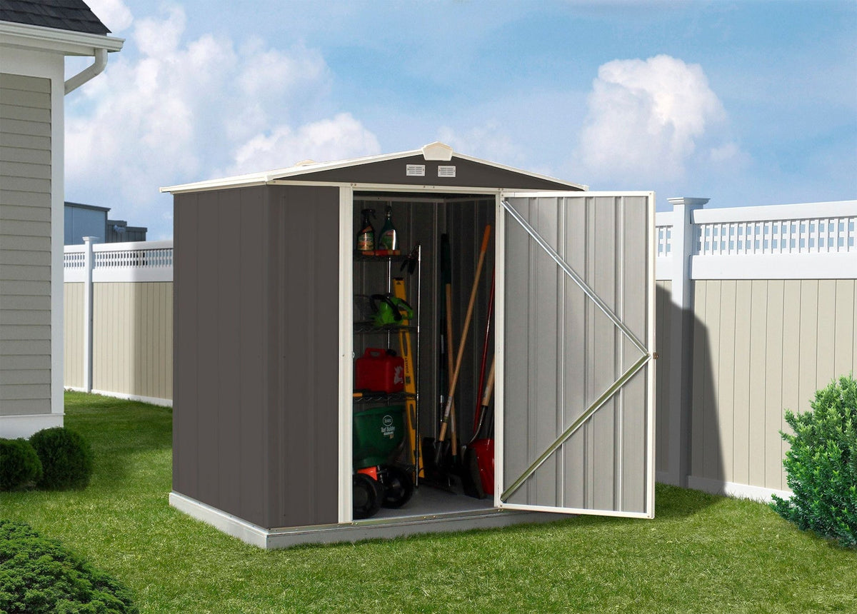EZEE Galvanized Steel Storage Shed with Low Gable Roof, Charcoal/Cream, 6-ft x 5-ft K8U1 - product image 8