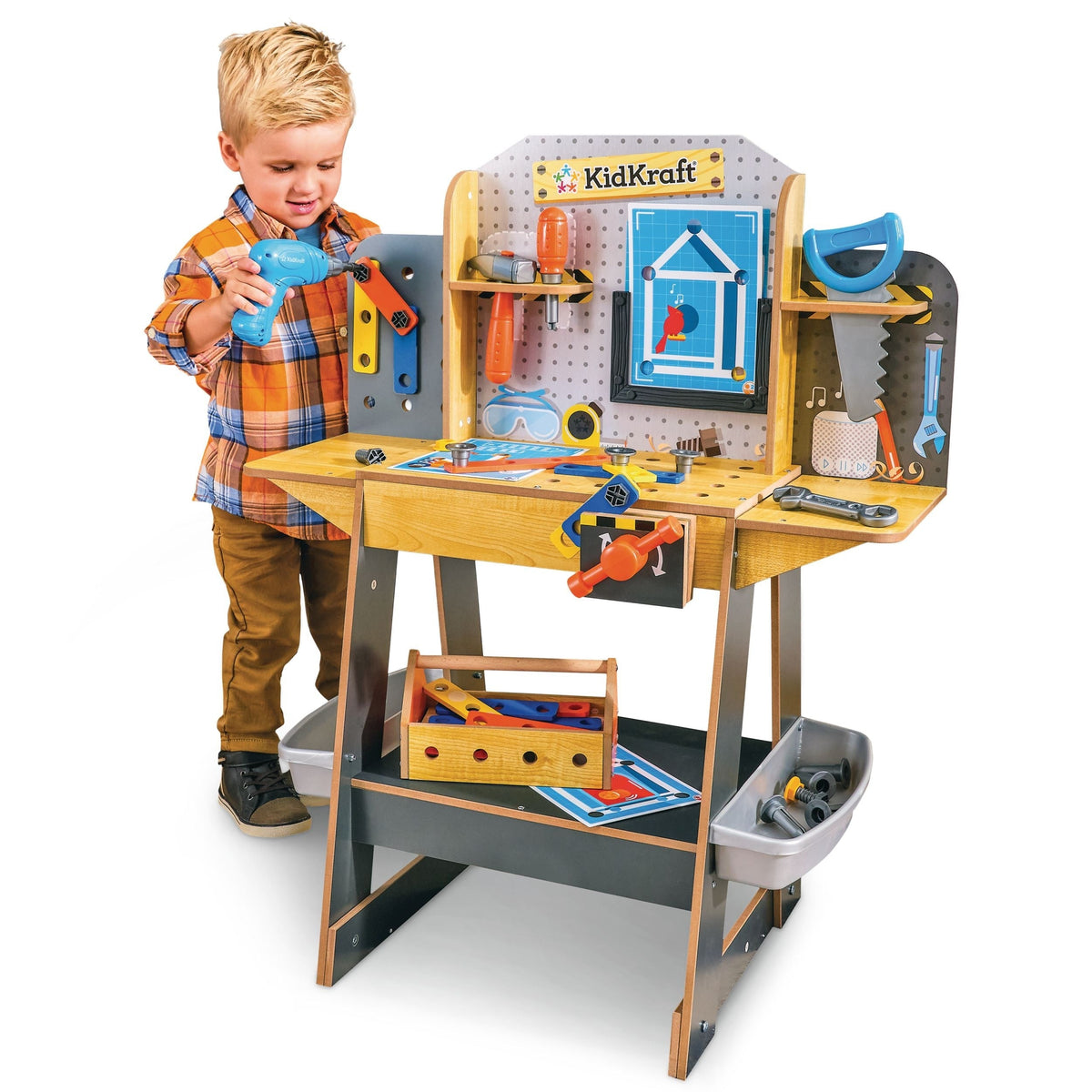 Build Wooden Play Workbench with 40+ Accessories, Ages 3+ X1T3 - product image 2