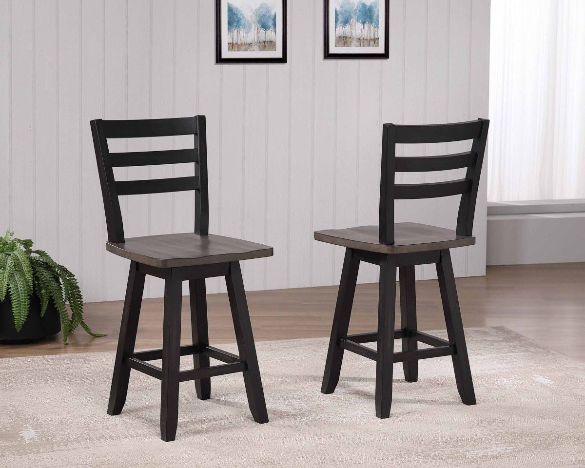 Aaron Oak/Dark Grey Swivel Counter/Bar Stool with Back Rest, 2-pc Q2I7 - product image 6