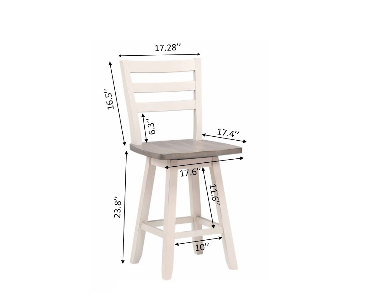 Alice Grey/White Swivel Counter/Bar Stool with Back Rest, 2-pc Q6D6 - product image 2