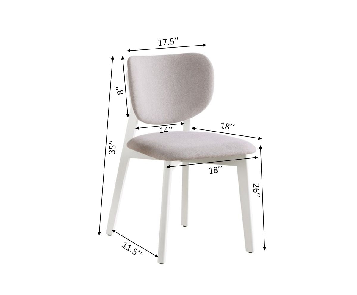 Dua Cream Fabric Upholstered Dining Chair with Curved Backrest, 2-pc F2T8 - product image 3