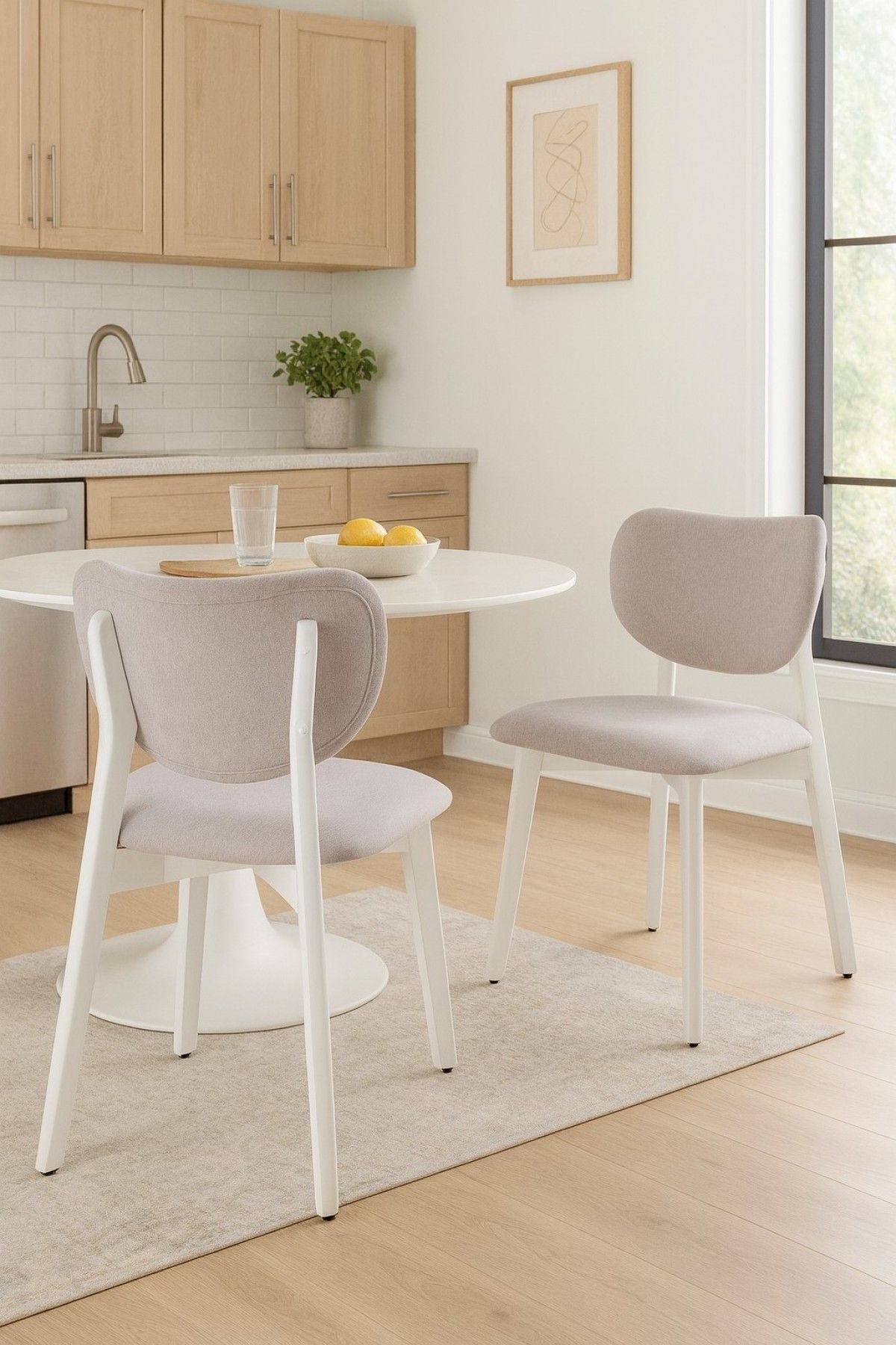 Dua Cream Fabric Upholstered Dining Chair with Curved Backrest, 2-pc F2T8 - product image 8