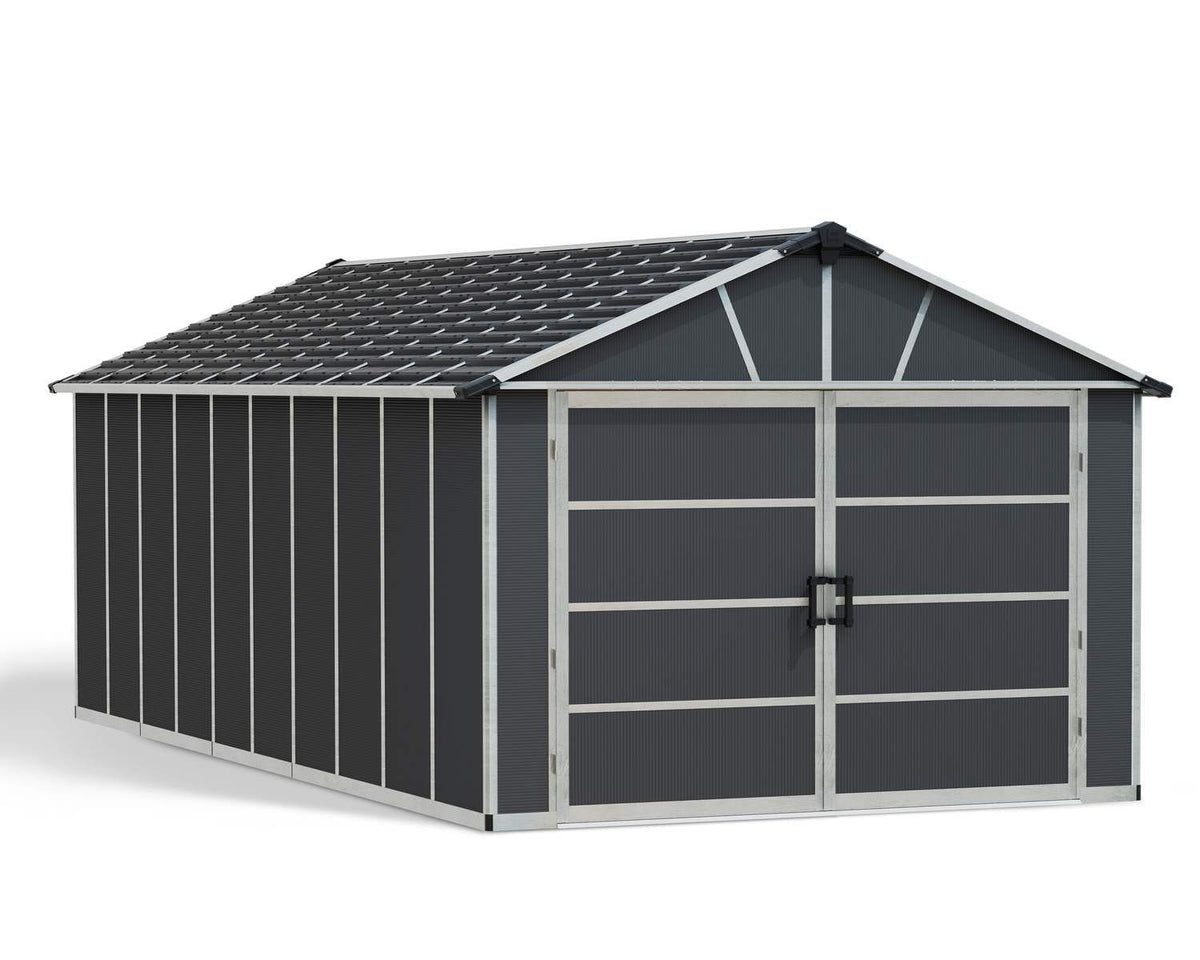 by Palram Yukon 2-Door Car Garage/Utility Storage Shed Kit, Dark Grey, 11x21-ft Z8H3 - product image 1