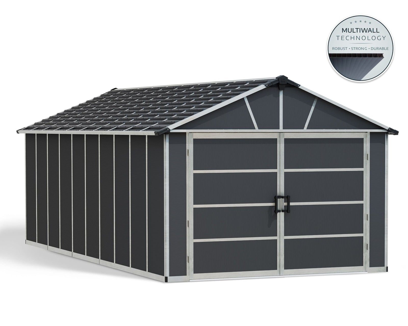 by Palram Yukon 2-Door Car Garage/Utility Storage Shed Kit, Dark Grey, 11x21-ft Z8H3 - product image 3