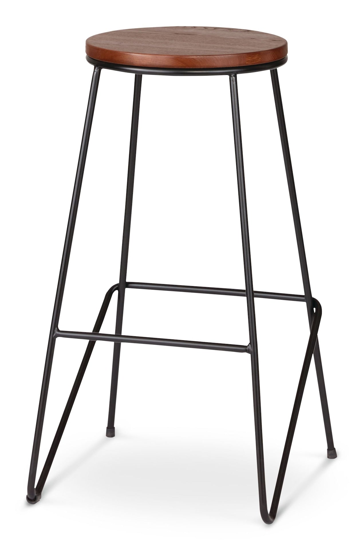 Axel Round Metal & Solid Wood Top Counter Stool Armless Backless, Black/Brown M6B8 - product image 1