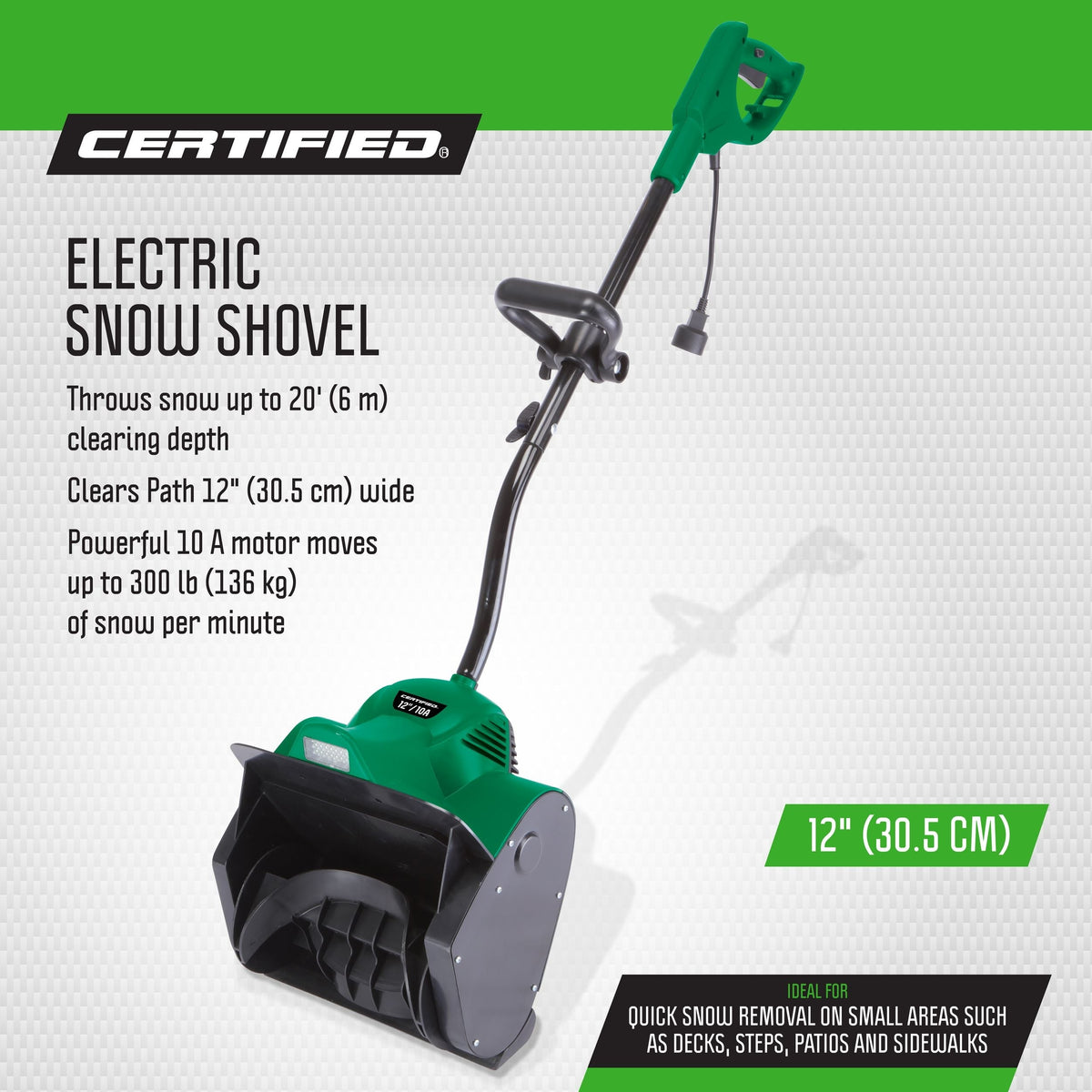 10-Amp Corded Electric Snow Shovel, 12-in V6Q3 - product image 4