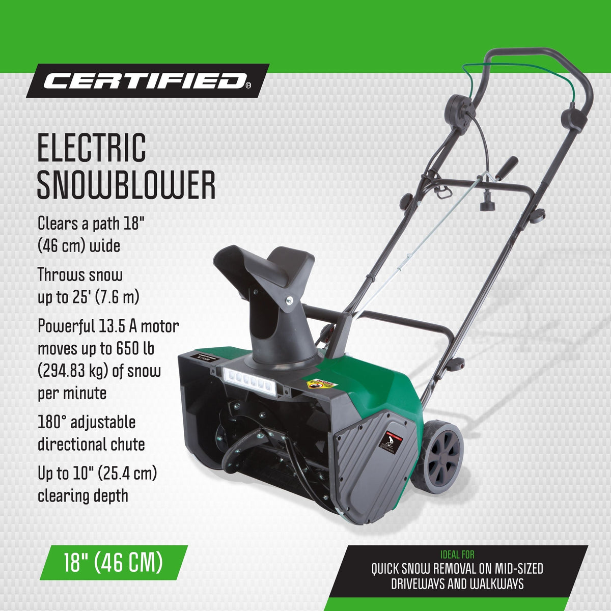 13.5-Amp Electric Corded Snowblower, 18-in U3O2 - product image 5