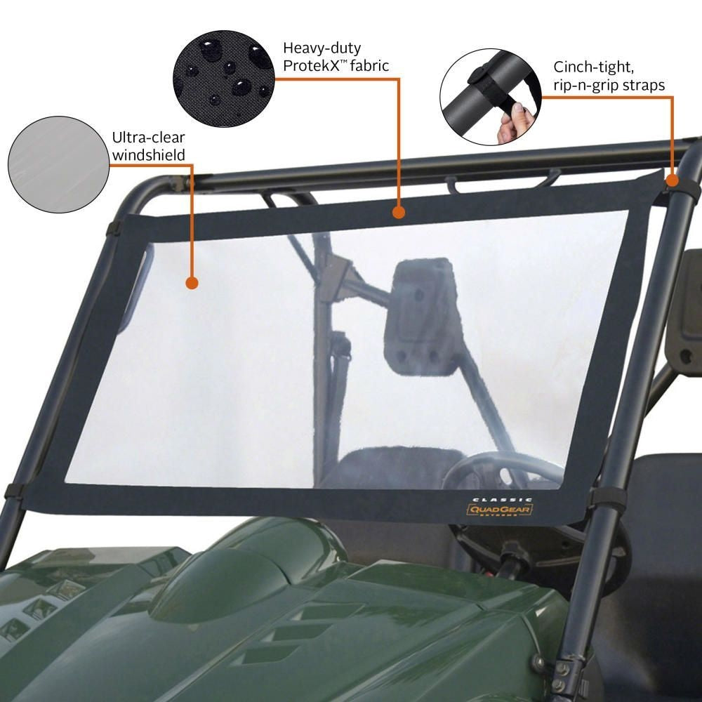 Classic Accessories 78627 QuadGear UTV Windshield for Kawasaki Mule 2500/3000 & Polaris Ranger, Black Y1T1 - product image 3