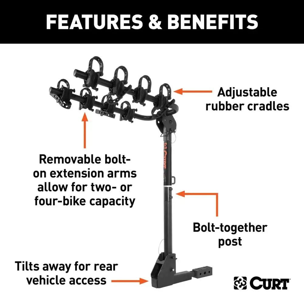 18030 2-Bike To 4-Bike Two Arm Hitch Mount Bike Rack, Fits 1-1/4, 2-in Receiver, Black O5U6 - product image 5