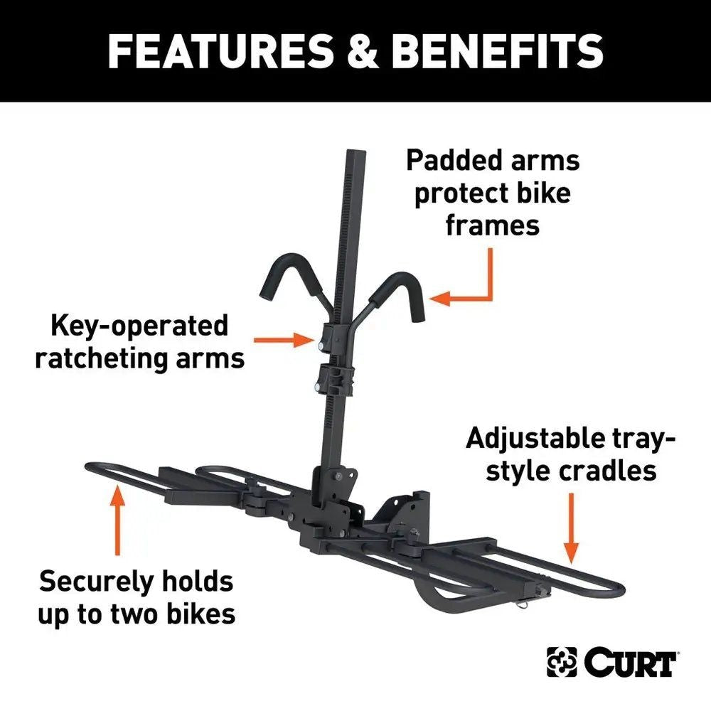 18085 2-Bike Tray-Style Hitch Mount Bike Rack, Fits 1-1/4, 2-in Receiver, Black F4Y7 - product image 5