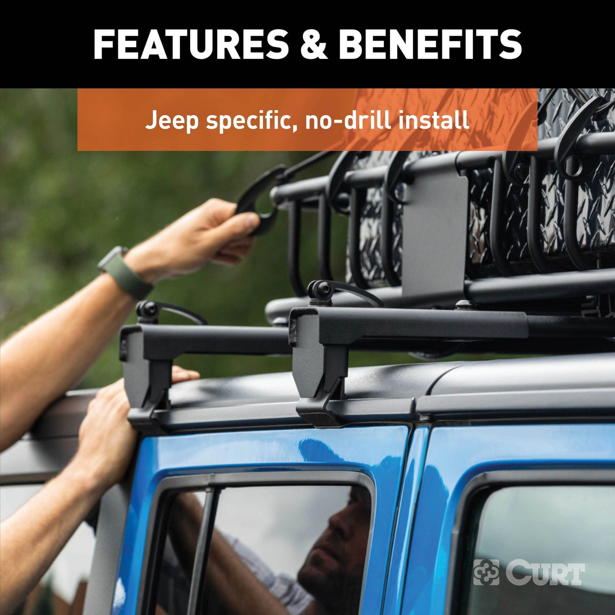 18119 Quick-Release Roof Rack Crossbars, Black Steel, Select Wrangler JK M0H3 - product image 4