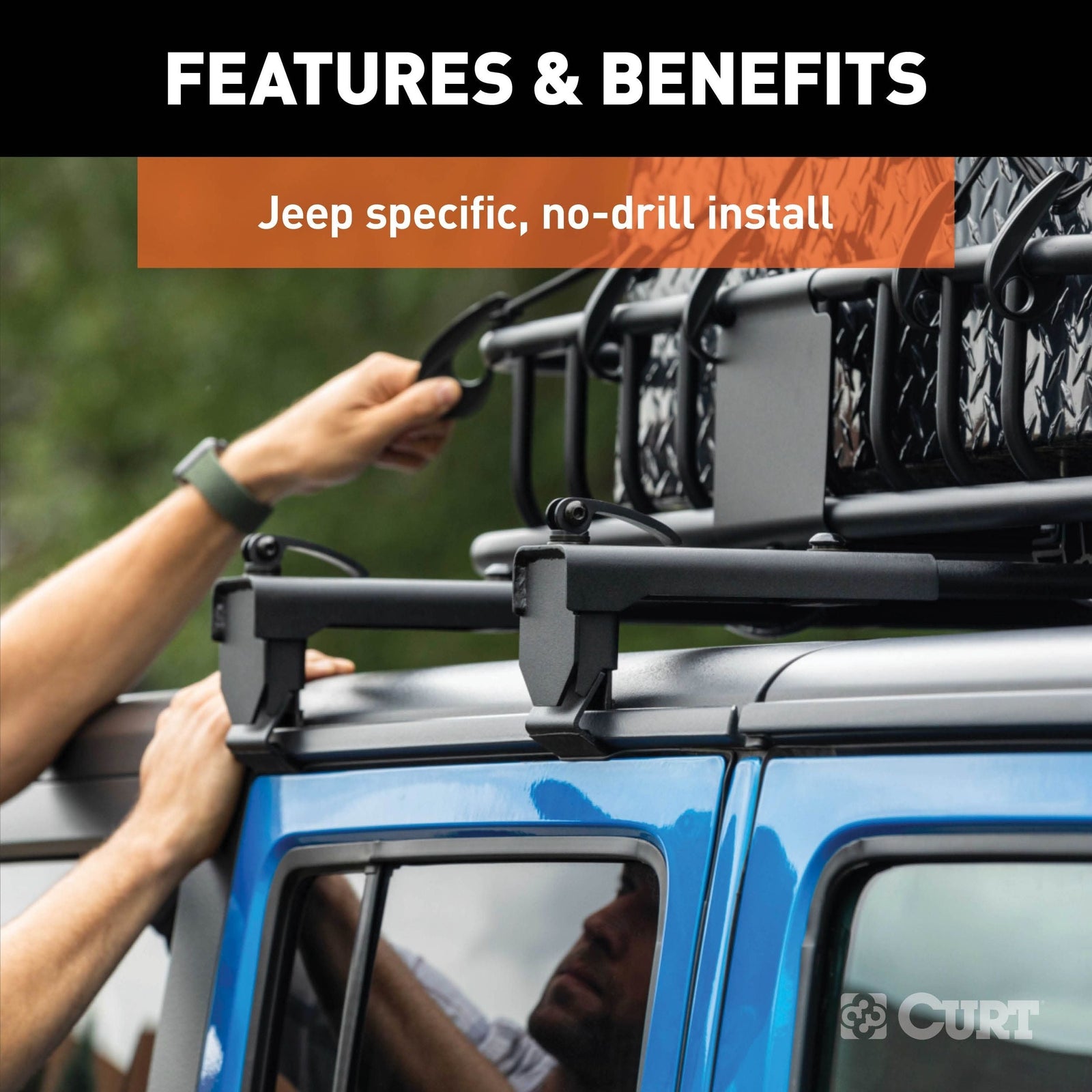 18122 Quick-Release Roof Rack Crossbars, Black Steel, Select Wrangler JK J8D5 - product image 2