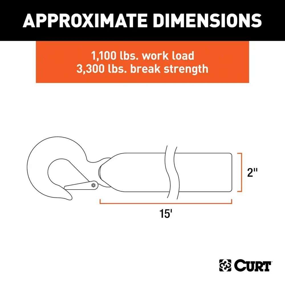29450 15-ft Winch Strap with Snap Hook (1,100-lb) O3U6 - product image 5