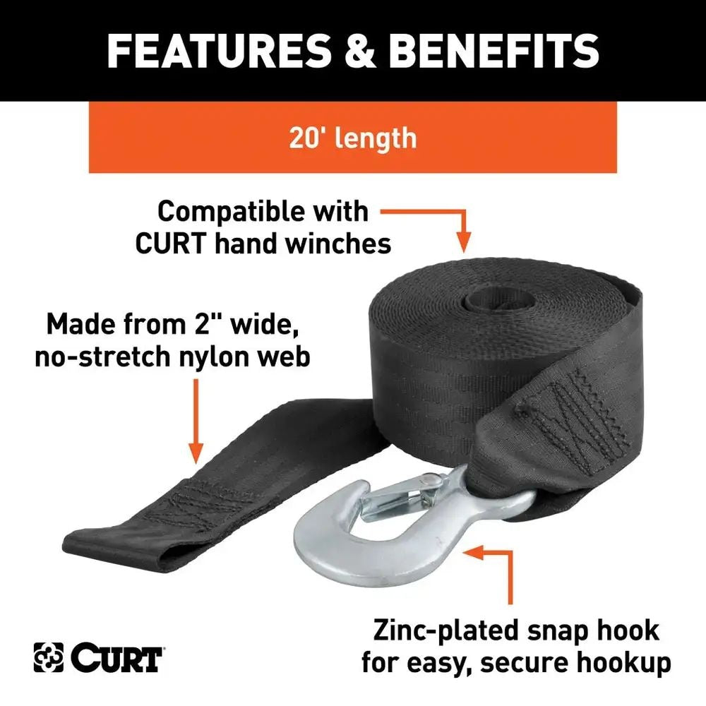29451 2-in x 20-ft Nylon Winch Strap with Hook, 3,300-lbs U8O5 - product image 4