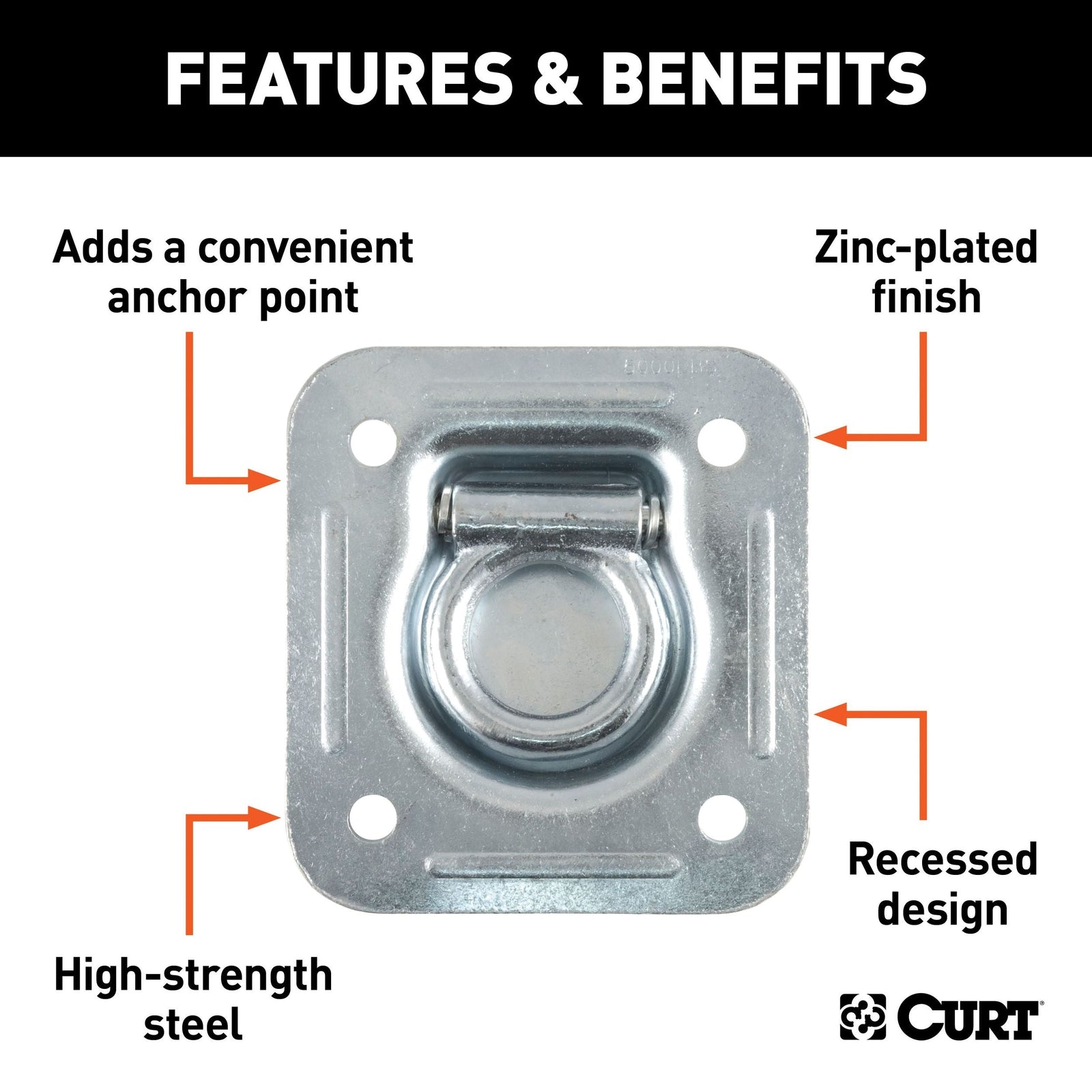 83600 1-1/2-in x 1-1/2-in Recessed Tie-Down Ring (5000-lb, Clear Zinc) Z0B1 - product image 3