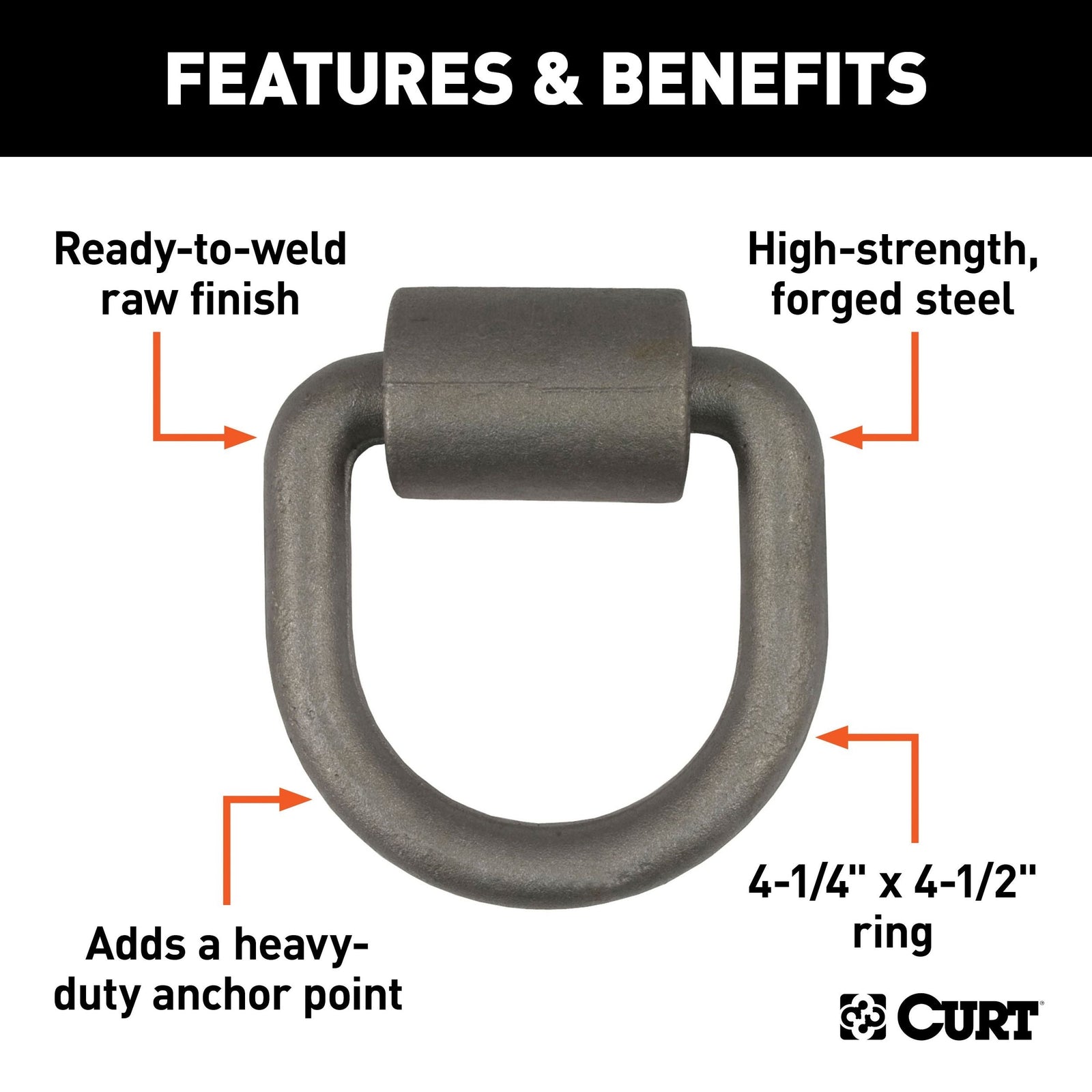 83750 3 x 3-in Weld-On Tie-Down D-Ring (6,100 lbs, Raw Steel) Z4Z9 - product image 2