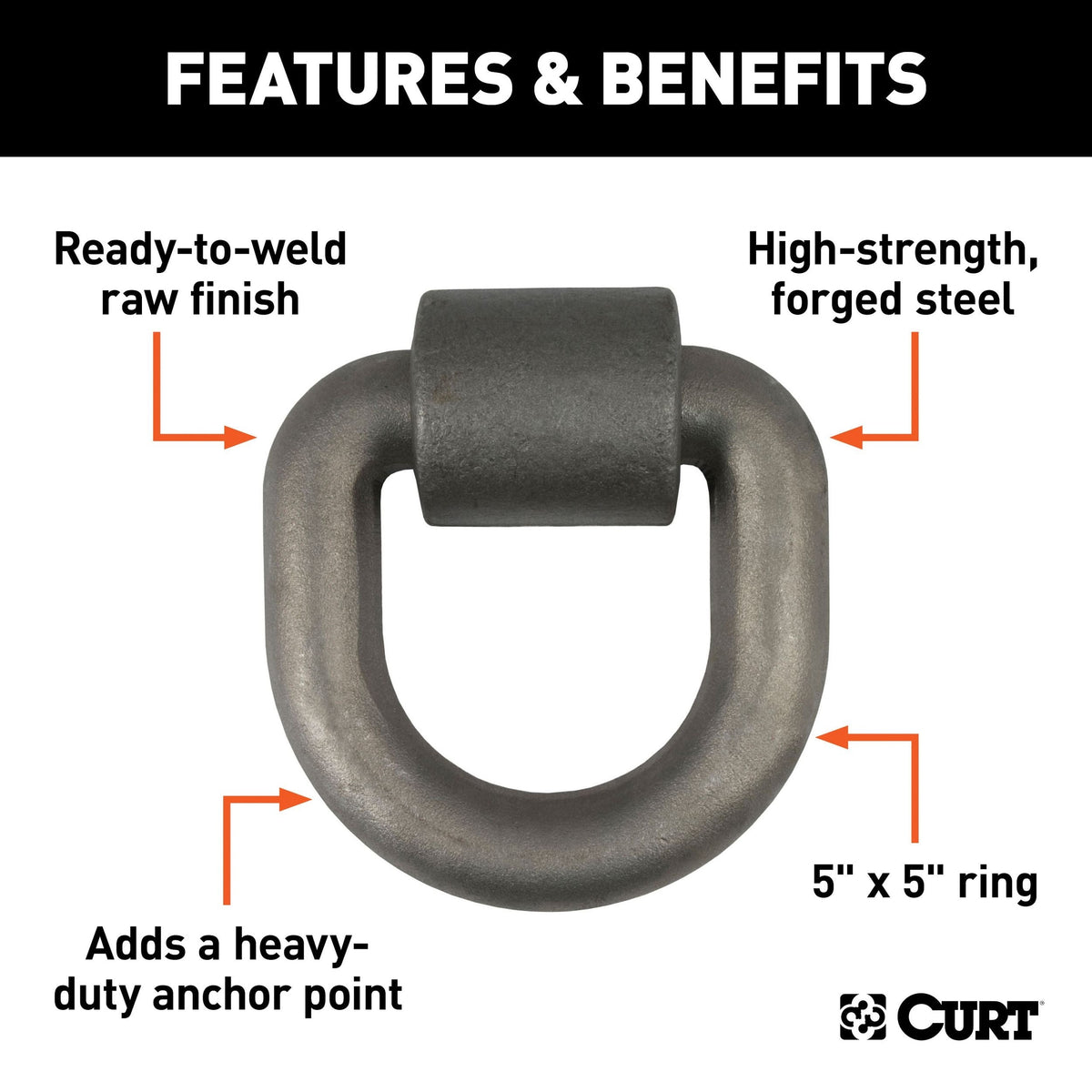 83770 3 x 3-in Weld-On Tie-Down D-Ring (15,587 lbs, Raw Steel) W9U7 - product image 3