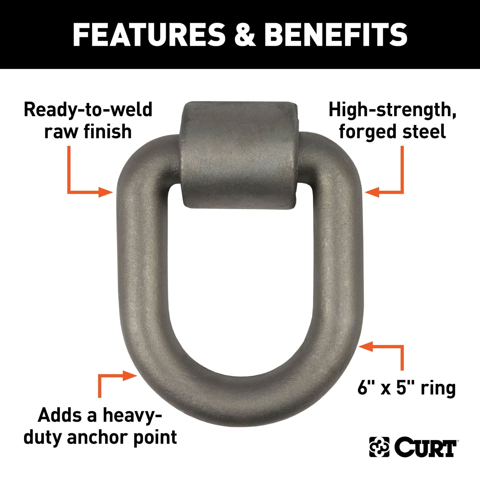 83780 3 x 4-in Weld-On Tie-Down D-Ring (15,587 lbs, Raw Steel) V9G4 - product image 2