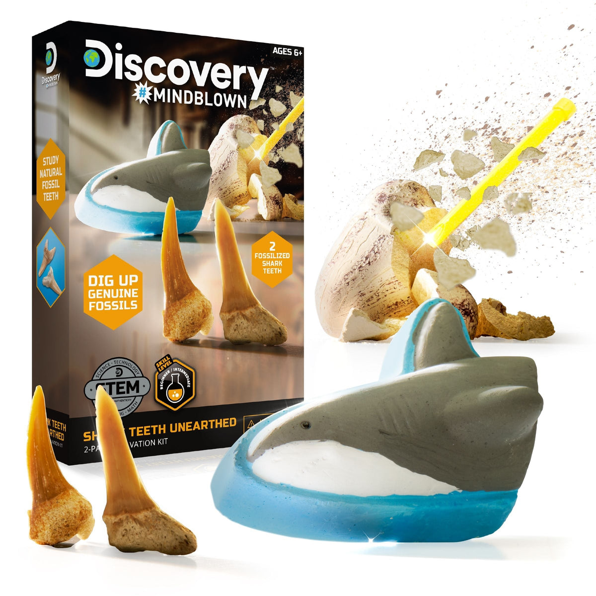 Mini Unearthed Shark Teeth Excavation Kit/Educational Toy for Ages 6+, 2-pc S0T7 - product image 1