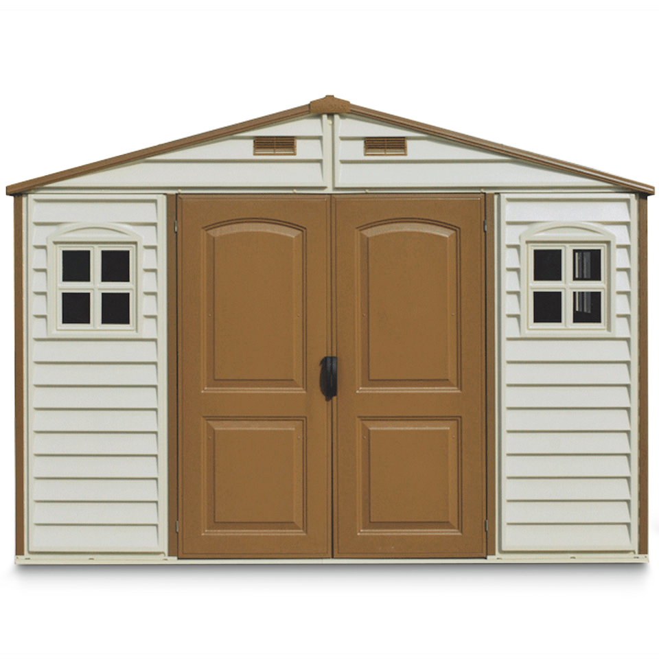 Woodside Vinyl Resin Garden Shed, Brown, 10-1/2-ft x 8-ft D7I4 - product image 1
