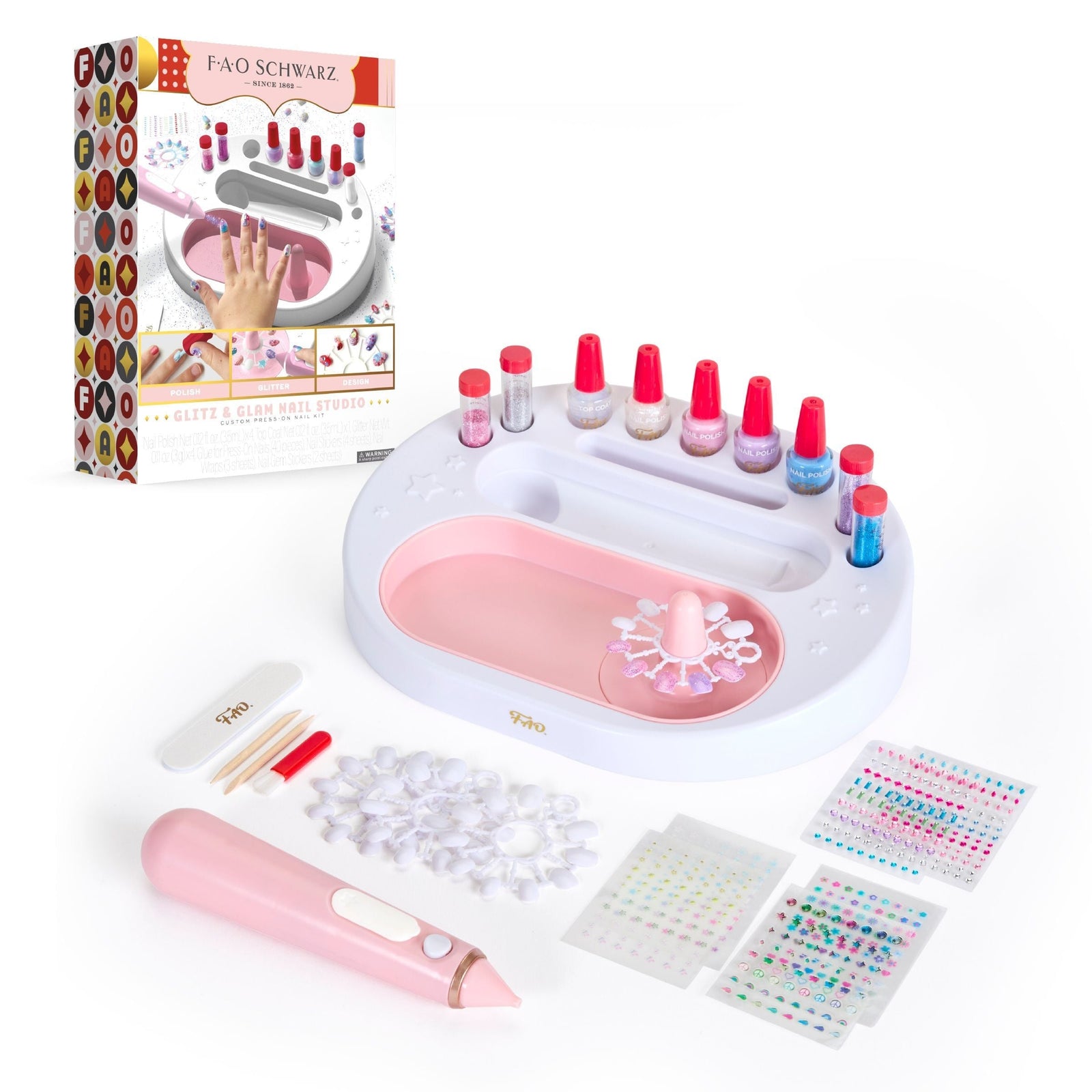 Girls Custom Glitter Nail Set, Pink Z9A6 - product image 1