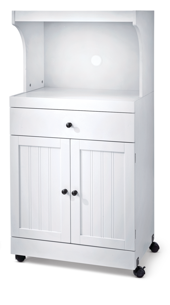 2-Door 1-Drawer Microwave Cart/Stand Kitchen Storage Cabinet With Wheels, White U1U6 - product image 1