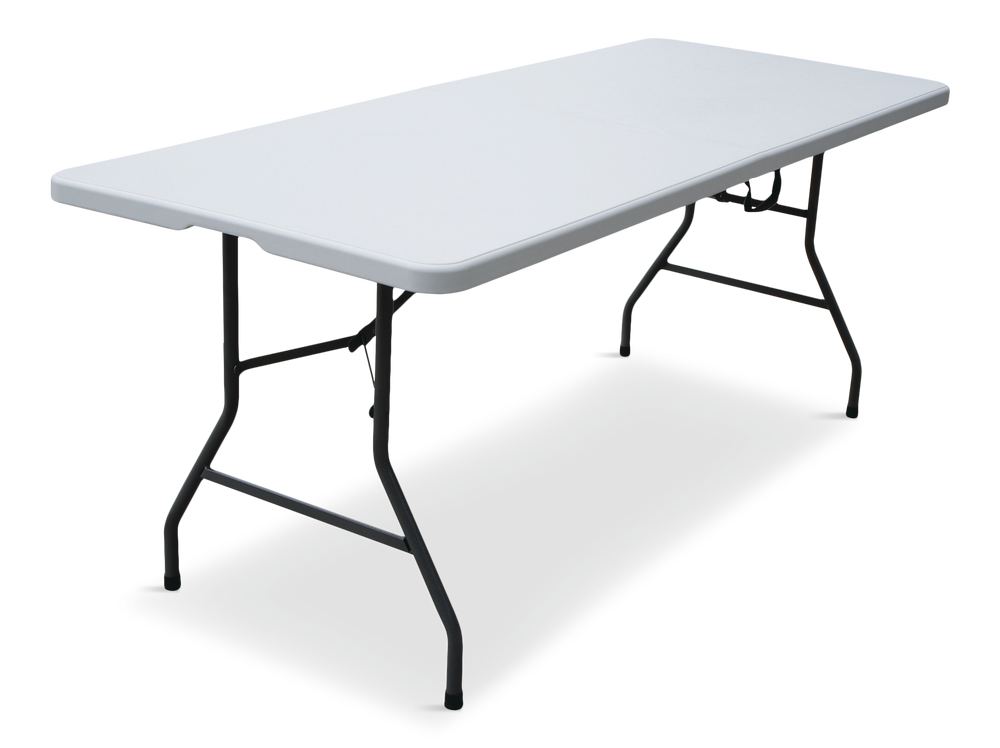 6-ft Portable Indoor/Outdoor Plastic & Metal Folding Table with Handle, White H1U4 - product image 1
