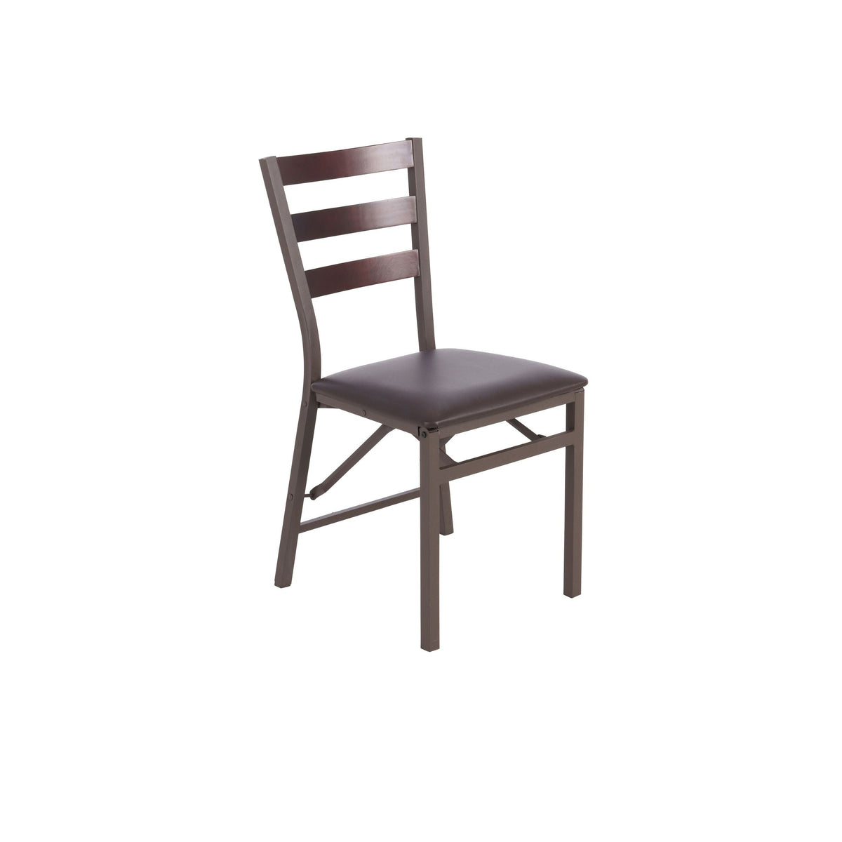 Black Microfibre Folding Ladder Chair, Brown O6C8 - product image 1