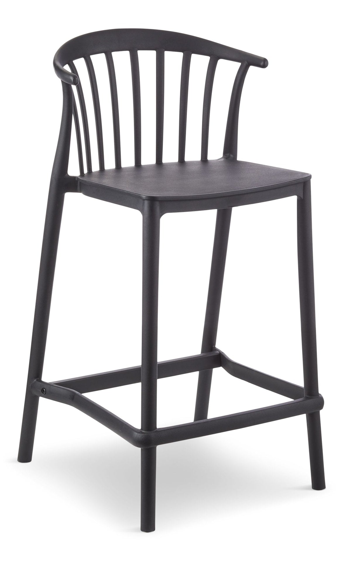 Elevated Plastic Bar Stool with Footrest, Black R5J2 - product image 1