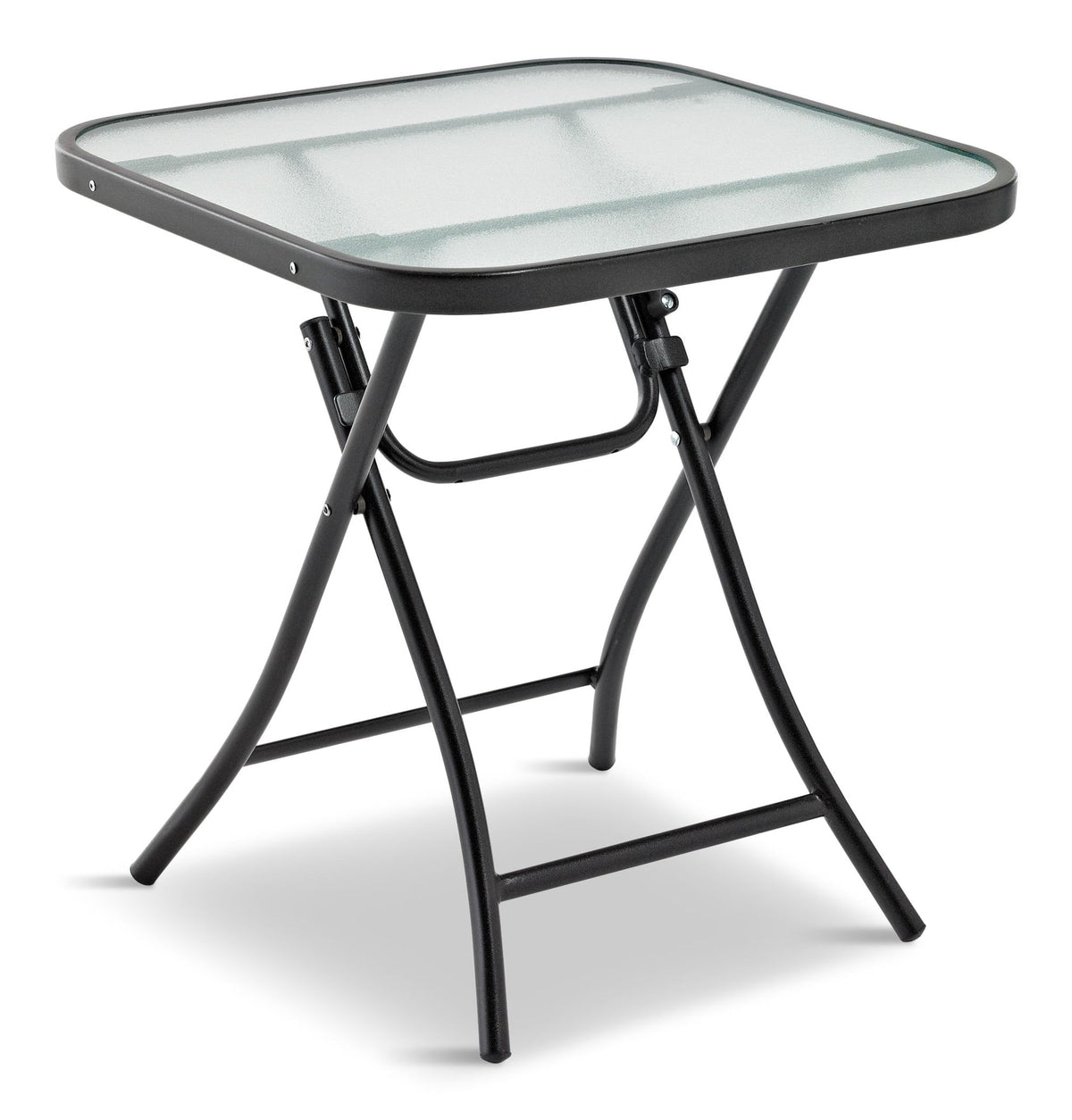 Folding Outdoor/Patio Side Table with Glass Top, Assorted, 18-in U3G5 - product image 1