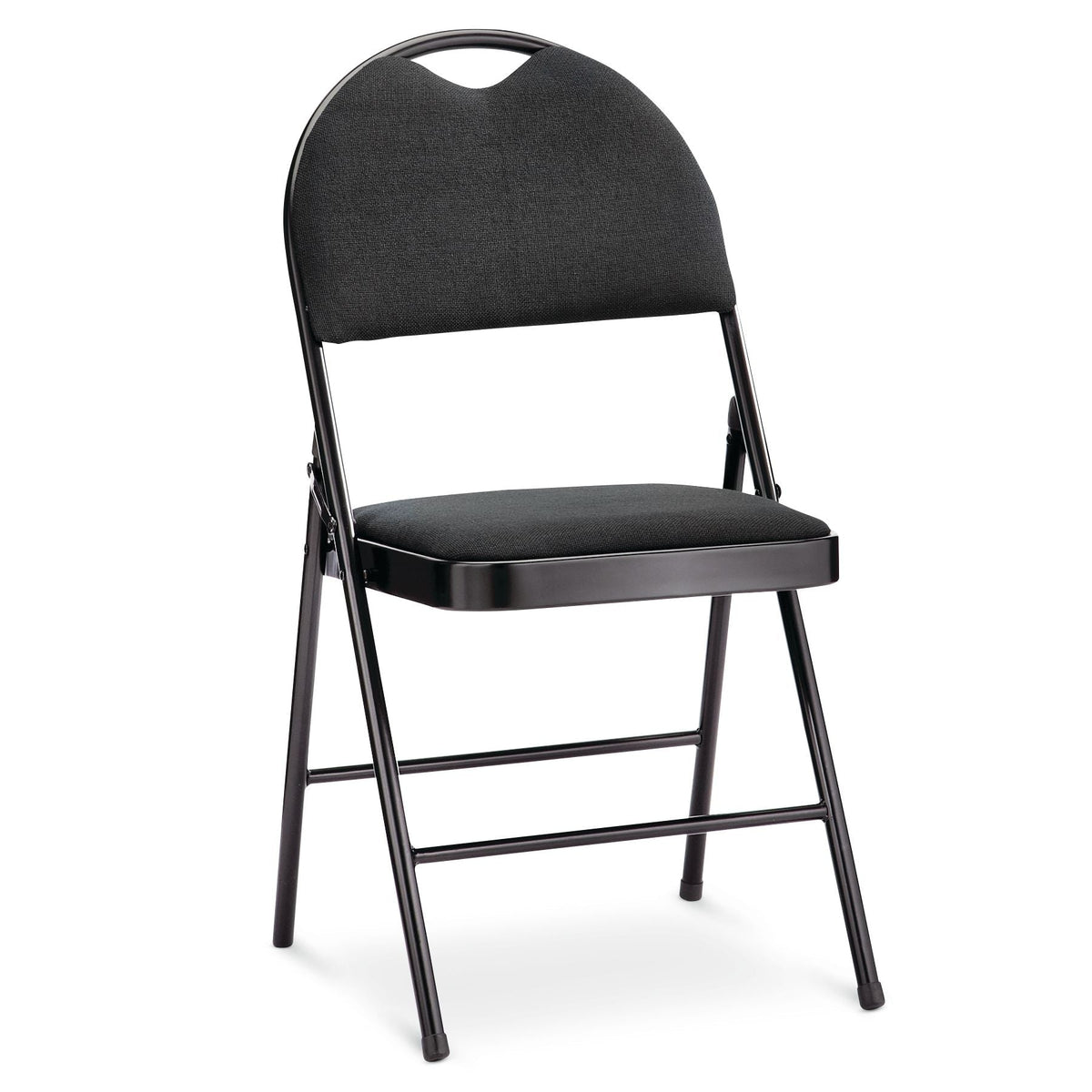 Portable High-Back Upholstered & Padded Metal Folding Chair, Black F3F4 - product image 1