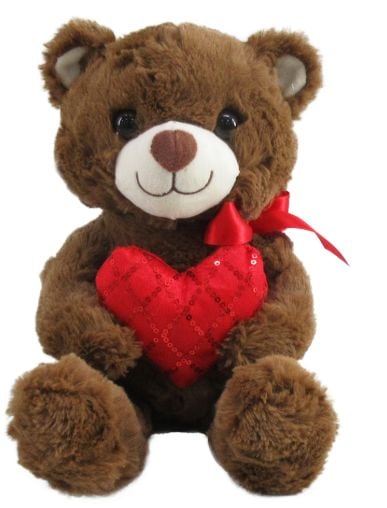Valentine's Day 12-in Brown Bear with Heart Plush B0N6 - product image 1