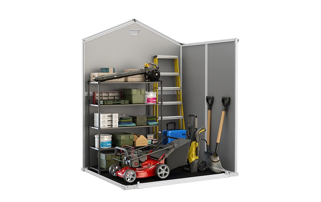 Manor Resin Outdoor Storage Shed with Fixed Window, Grey, 6-ft x 5-ft R1S7 - product image 2