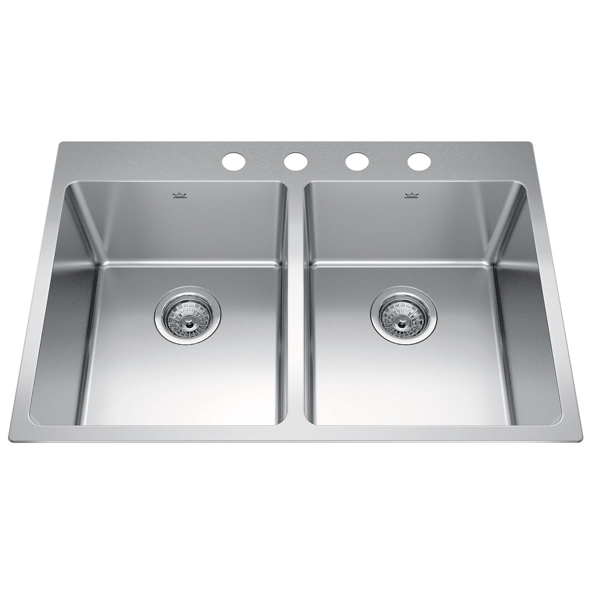 Brookmore Drop In Double Bowl 4-Hole Kitchen Sink, 30.8-in x 20.9-in x 9-in, Stainless Steel A1F6 - product image 1