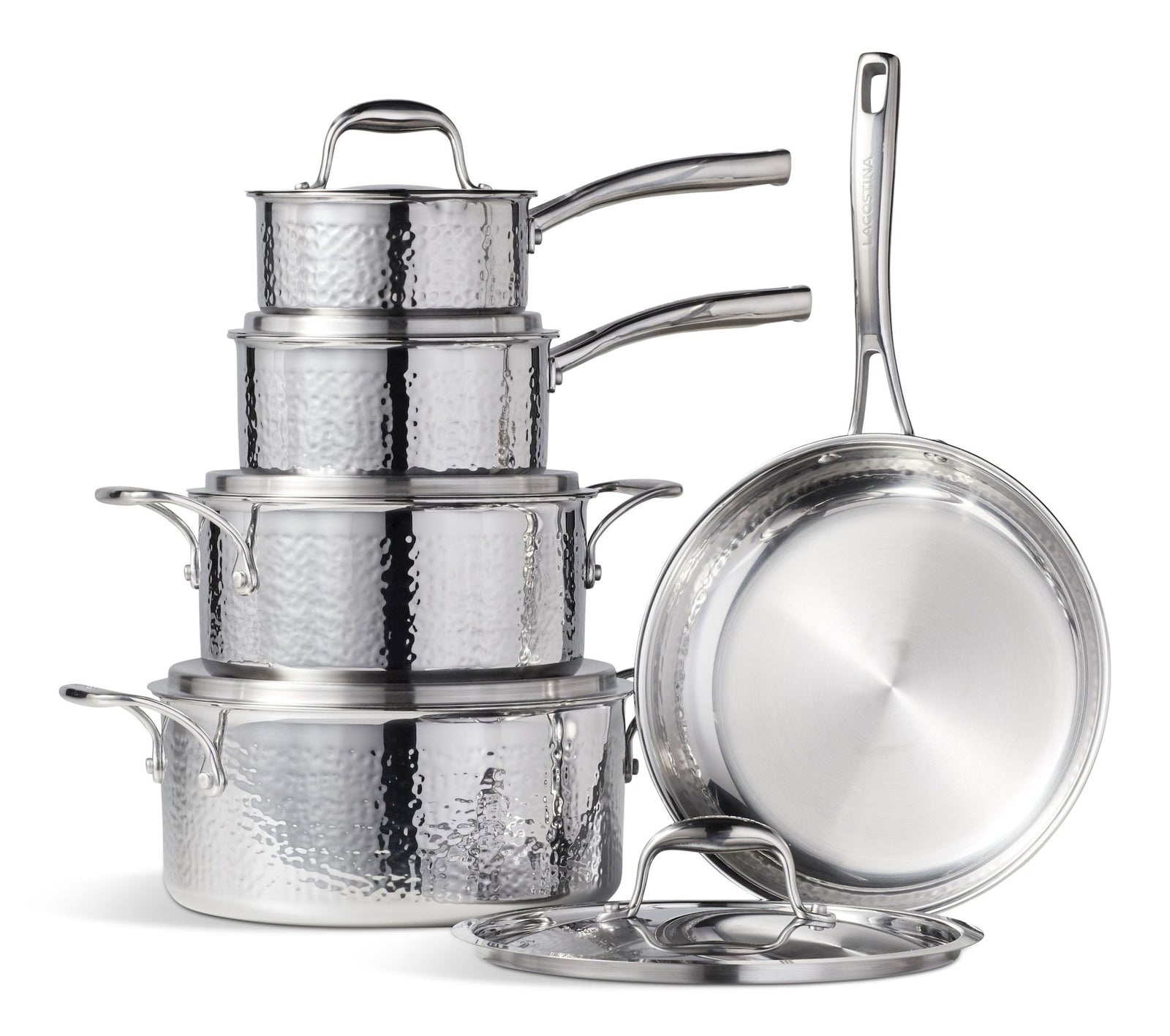 3-Ply Hammered Stainless Steel Cookware Set, 10-pc K5X2 - product image 1