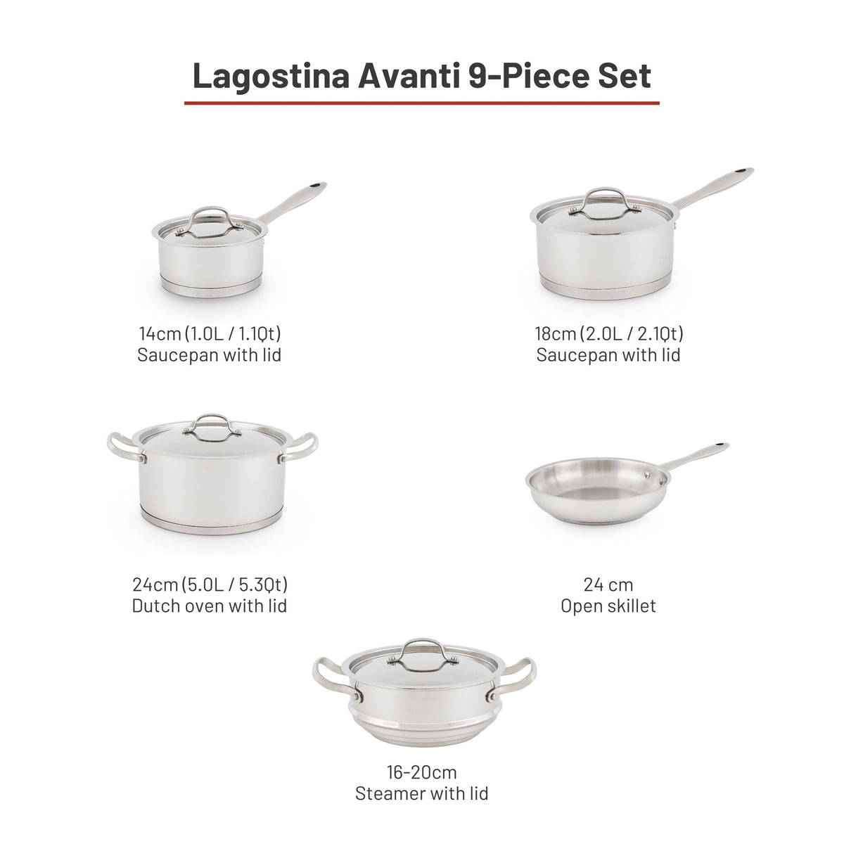 Avanti Stainless Steel Cookware Set, 9-pc K8N6 - product image 3