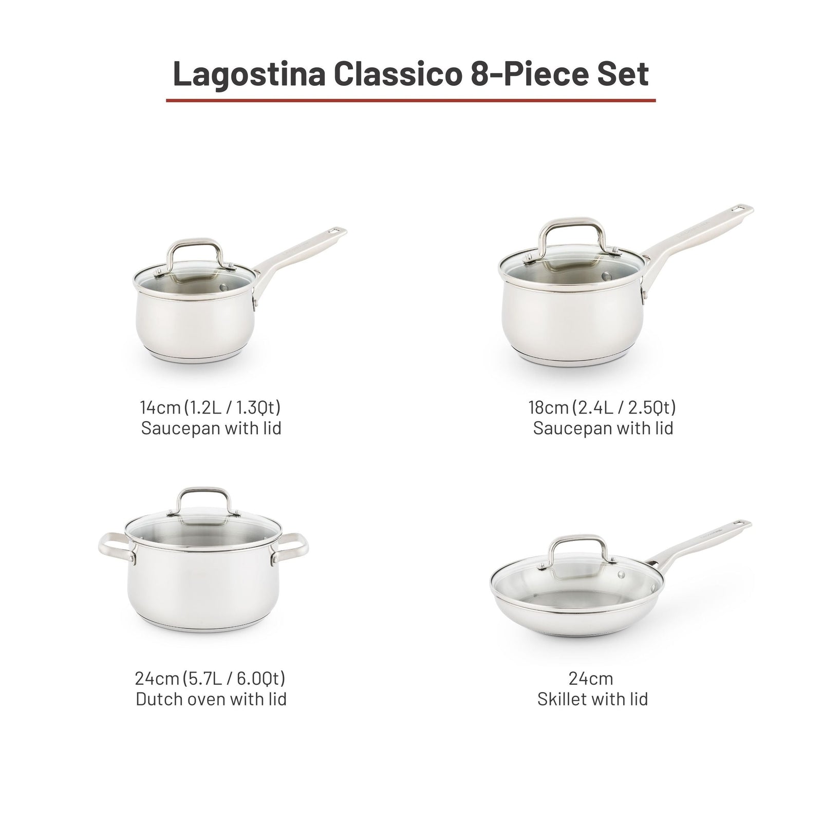 Classico Stainless Steel Cookware Set, 8-pc J3A5 - product image 4