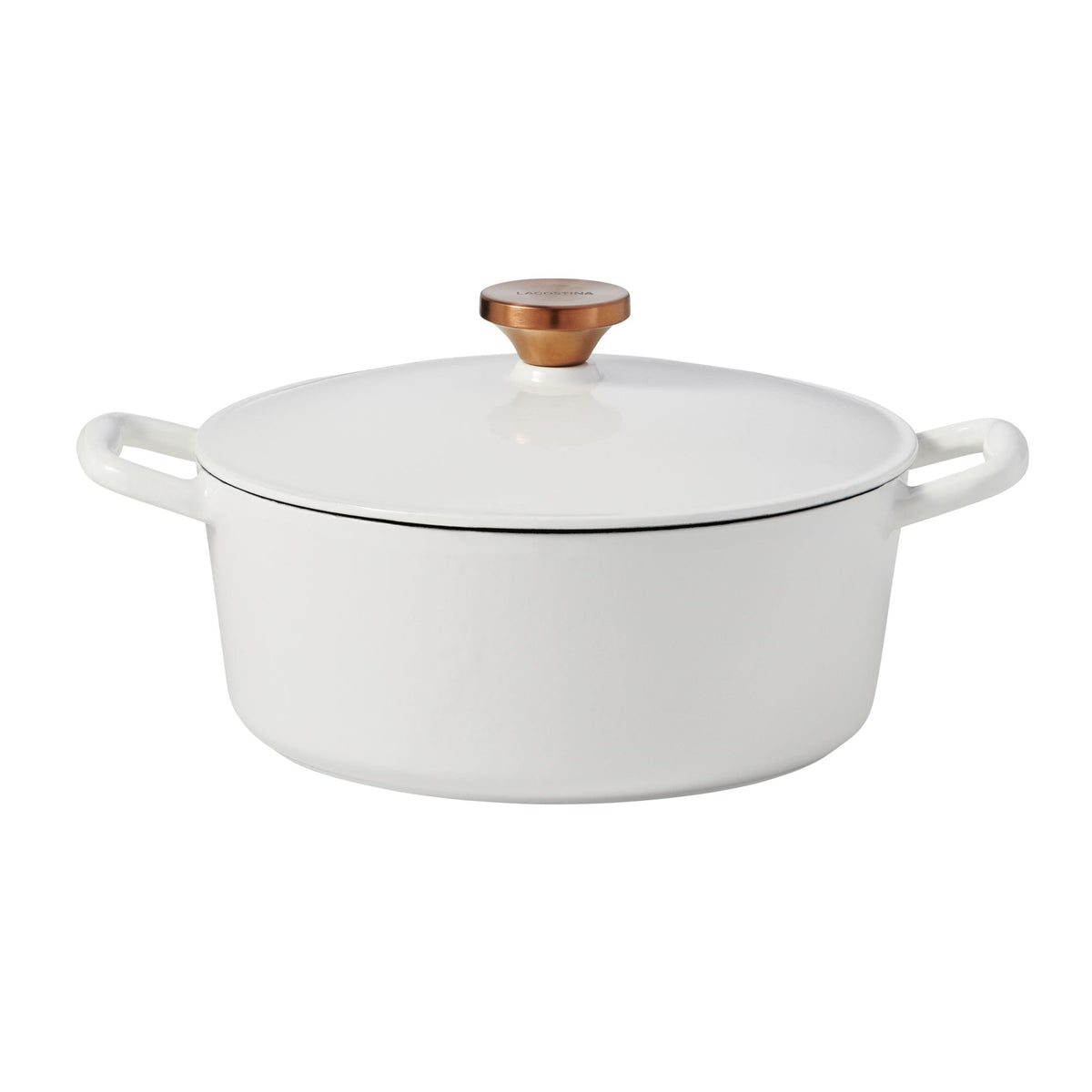 Tuscan Collection Round Casserole Dish, Enamelled Cast Iron, White, 7-qt M7Z3 - product image 1