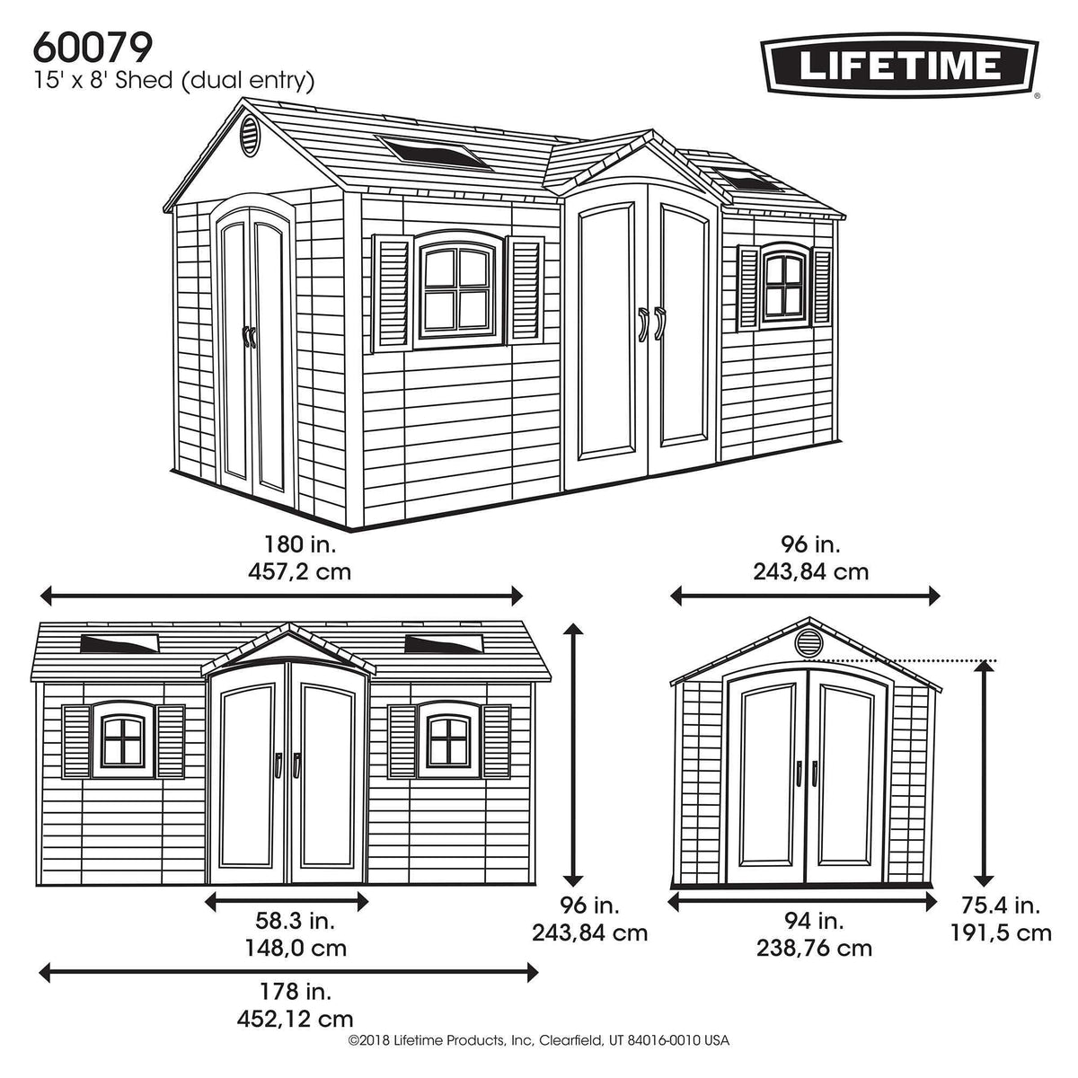 Outdoor Storage Shed with Dual Side Entry, 15 x 8-ft J4D9 - product image 4