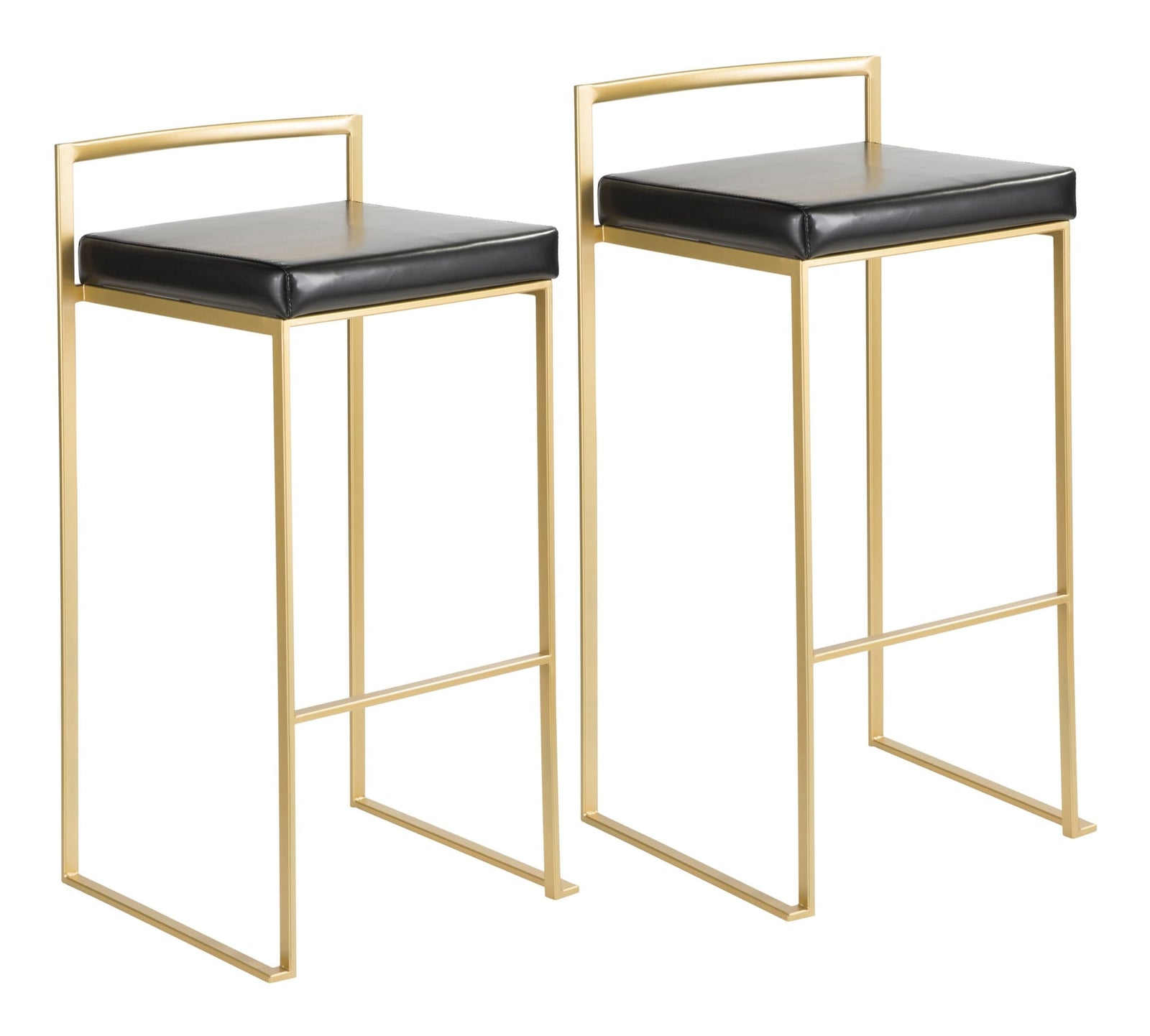 Fuji Stackable PU Leather Counter/Bar Stools (2-Piece Set), Gold/Black U7O2 - product image 1