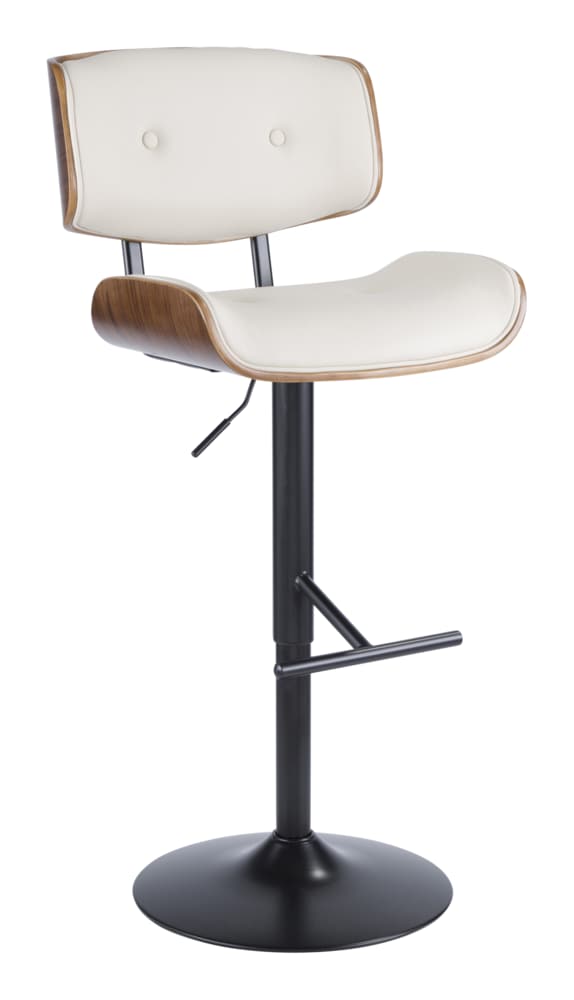 Lombardi PU Leather Swivel Counter/Bar Stool Adjustable Height, Walnut/Cream E2Q2 - product image 1