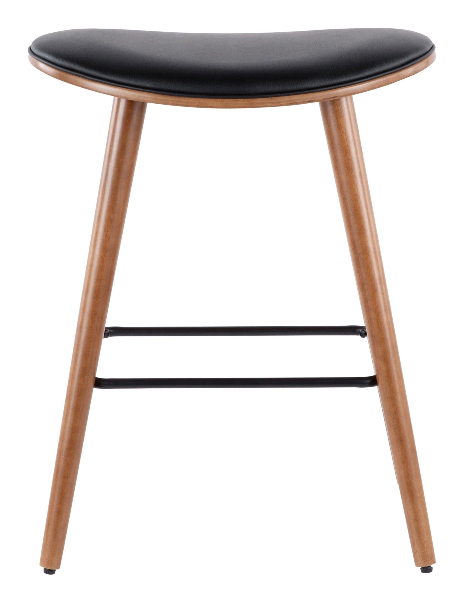 Saddle Wood & PU Leather Seat Counter/Bar Stools (2-Piece Set), Walnut/Black M9H0 - product image 1