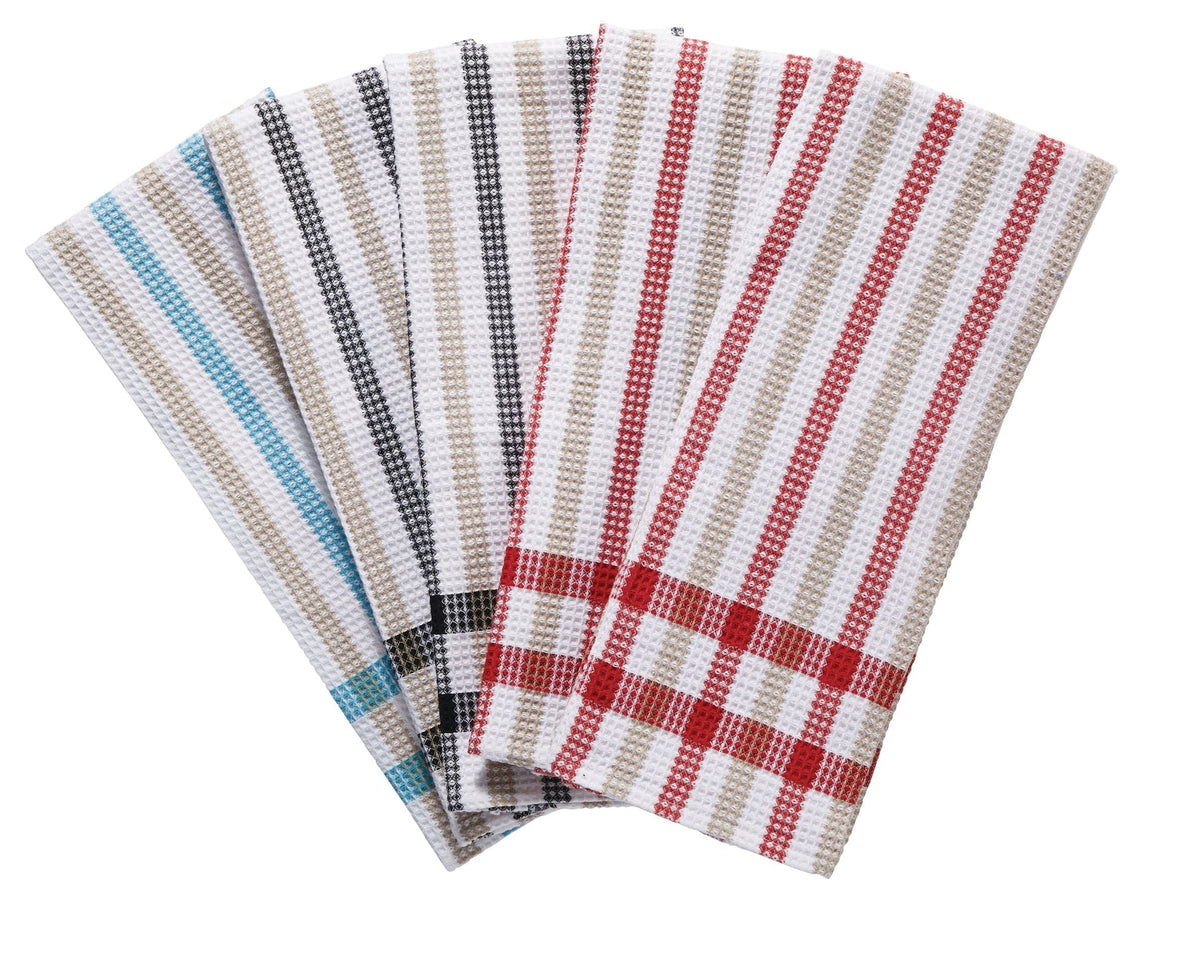 Cotton Plaid Waffle Kitchen Towels, Reusable, 22-in x 32-in, 5-pk, Assorted Colours N0R3 - product image 1