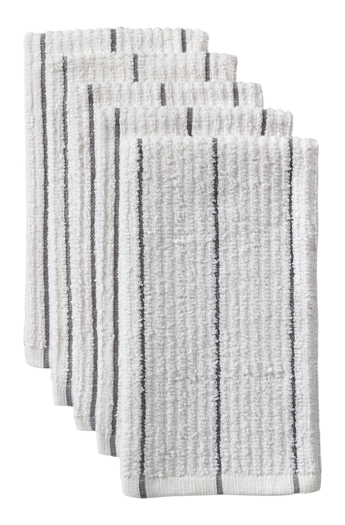 Ribbed Stripe Bar Mop Dish Cloths, Grey Stripes, 5-pk H9I2 - product image 1